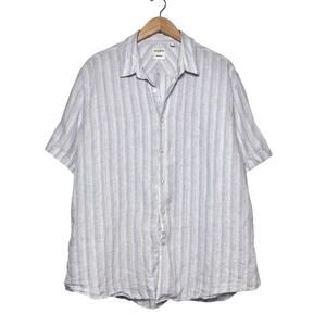 Murano Baird McNutt | Men | Stripe Lavender 100% Linen Button Up Shirt | XL